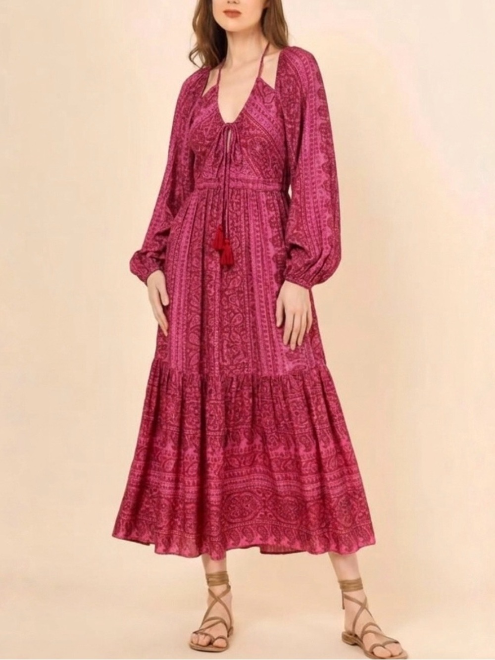 NEW OMIKA ravenna midi dress in salania tart